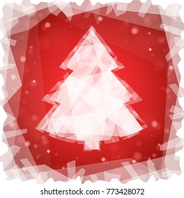 Frozen Christmas tree on a red square background