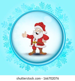 frozen circle frame with snowflakes and Santa Claus vector illustration 