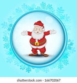 frozen circle with snowflakes and Santa Claus vector illustration 