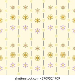 Frozen colorful, Snowflakes Vector and line Abstract on cream Background