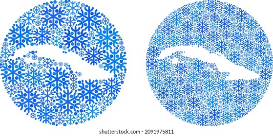 Frozen Kuba Karte Mosaik mit Kugel und subtrahierter Form. Vector Cuba Karte Mosaik von Eisgegenständen in verschiedenen Größen und blauen Farbtönen. Erstellt für Weihnachtsnachten.