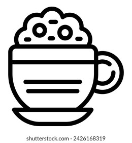 Frozen cup latte icon outline vector. Cafe cream mug. Seasonal food