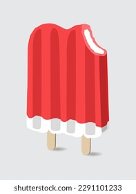Frozen double red ice cream icon vector illustration. Two wood stick's.