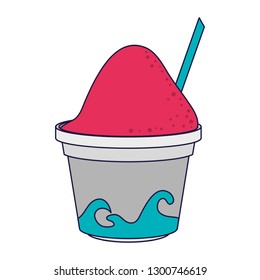 Frozen drink with straw blue lines
