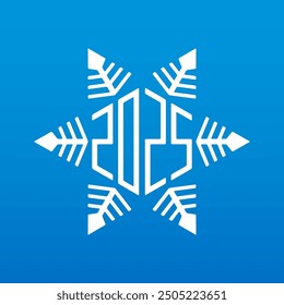 Frozen Elegance: 2025 Snowflake Logo. Geometric marvel blends winter's beauty with futuristic design. Perfect for tech startups, winter sports brands, or cool, cutting-edge companies.