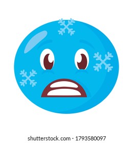 frozen emoji face classic flat style icon vector illustration design