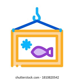 frozen fish box icon vector. frozen fish box sign. color symbol illustration