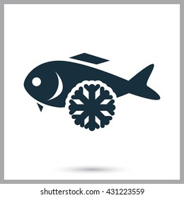 Frozen fish icon on the background