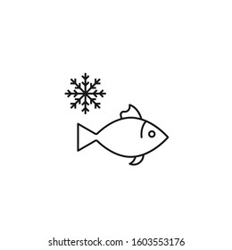 Frozen fish icon on white. Food sign