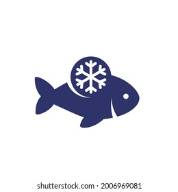 icono de pescado congelado en blanco