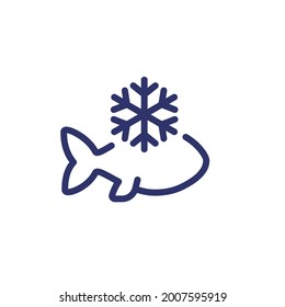 frozen fish line icon on white