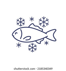 frozen fish line icon, vector