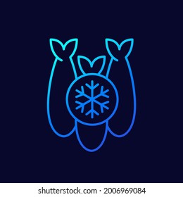icono de vector de línea de pescado congelado