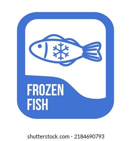 Frozen fish logo. Sea food package label, storage instruction vector design