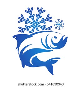Frozen fish symbol vector silhouette