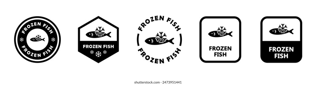 Frozen Fish - Vektorgrafik Zeichen für Produktverpackungsetikett.