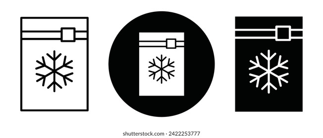 Frozen food bag outline icon collection or set. Frozen food bag Thin vector line art