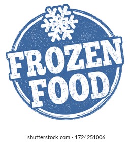 Frozen food grunge rubber stamp on white background, vector illustration