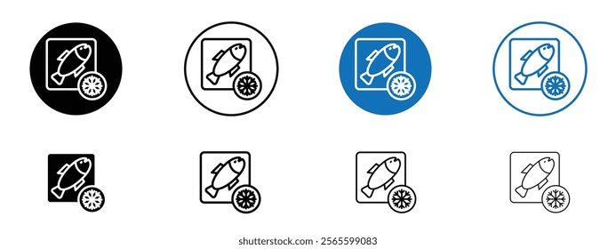 Frozen food icons in black and blue colors