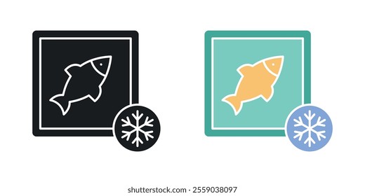 Frozen food icons in black and colored version