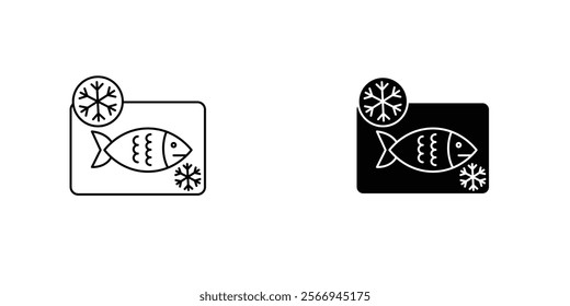 Frozen food icons. black and white vector set.