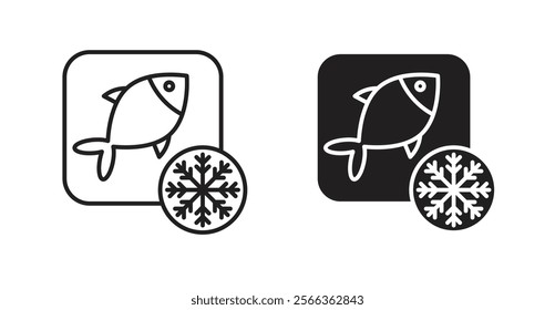 Frozen food icons in line stroke and flat versions