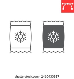 Frozen food line and glyph icon, grocery store and food , package with snowflake vector icon, vector graphics, editable stroke outline sign, eps 10.