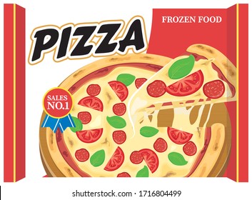 Frozen food for pizza. Vector illustration