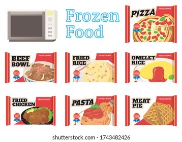 Frozen Food Set. Vector Illustration