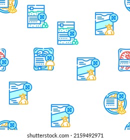 Frozen Food Storage Packaging Vector Seamless Pattern Color Line Illustration