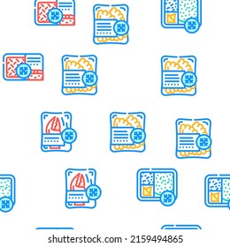 Frozen Food Storage Packaging Vector Seamless Pattern Color Line Illustration