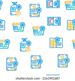 Frozen Food Storage Packaging Vector Seamless Pattern Color Line Illustration