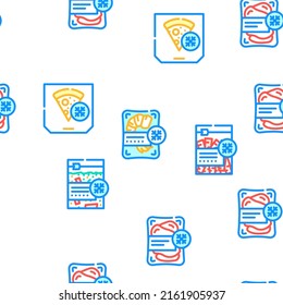 Frozen Food Storage Packaging Vector Seamless Pattern Color Line Illustration