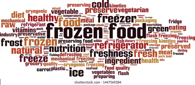 Frozen food word cloud concept. Collage made of words about frozen food. Vector illustration 