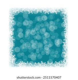 Marco congelado con Bokeh en azul. Vector de elemento de diseño de borde de tema de invierno