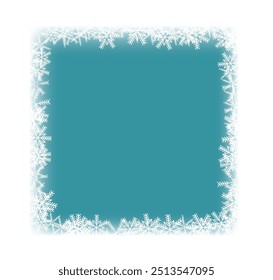 Frozen Frame with Snowflakes on Blue. Seasonal topic winter frames and backgrounds concept vector