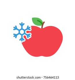Frozen fruit. Apple and snowflake
