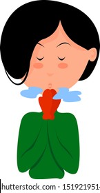 Frozen girl, illustration, vector on white background.