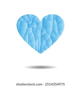Corazón congelado con sombra sobre fondo blanco. Sentimientos de amor y concepto de relación Vector
