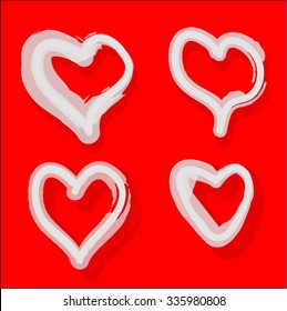 Frozen Hearts Over Red Background