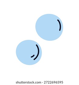 Bolas de hielo congeladas, orbes en forma de círculo redondo. Gotas de agua fría, esferas de cristal claro. Congele gotitas de agua helada, gotas de agua helada fresca. Ilustración vectorial plana aislada sobre fondo blanco