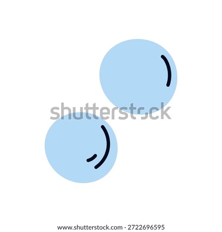 Frozen ice balls, orbs in round circle shape. Cold cool water drops, clear crystal spheres. Freeze chill droplets, icy fresh aqua waterdrops. Flat vector illustration isolated on white background
