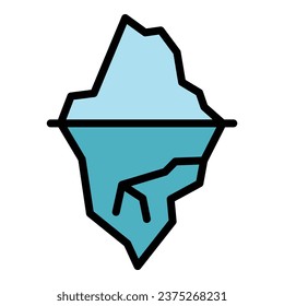 Frozen ice berg icon outline vector. Glacier water. Arctic ocean color flat