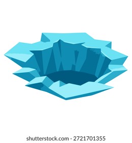 Diseño de Plantilla de Ilustración vectorial de color plano de pozo de invierno de cráter de hielo congelado
