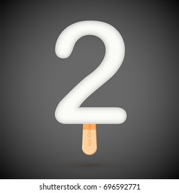 Frozen ice cream number 2. Vector illustration isolated on white background.