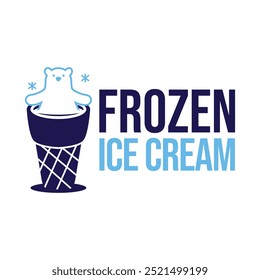 frozen ice cream polar bear flat minimalist logo design