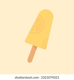 Frozen ice cream popsicle in citrus flavor isolated on white background.Cartoon vector illustration