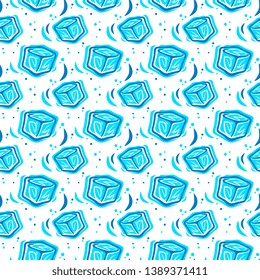 Frozen ice cubes for drinks - seamless background pattern
