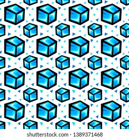 Frozen ice cubes for drinks - seamless background pattern
