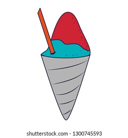 frozen ice dessert with straw blue lines